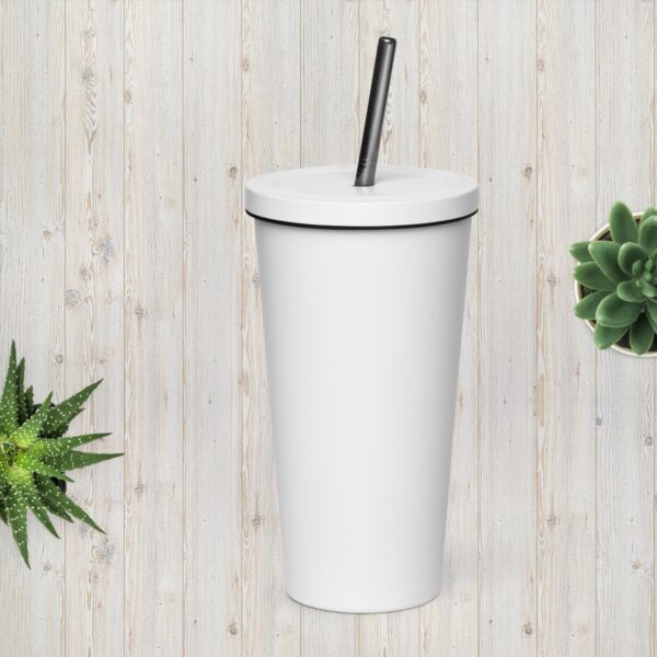 Insulated tumbler with a straw